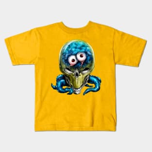 alien skull with eyes and tentacles Kids T-Shirt